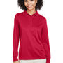 Harriton Womens Advantage Performance Moisture Wicking Long Sleeve Polo Shirt - Red - NEW
