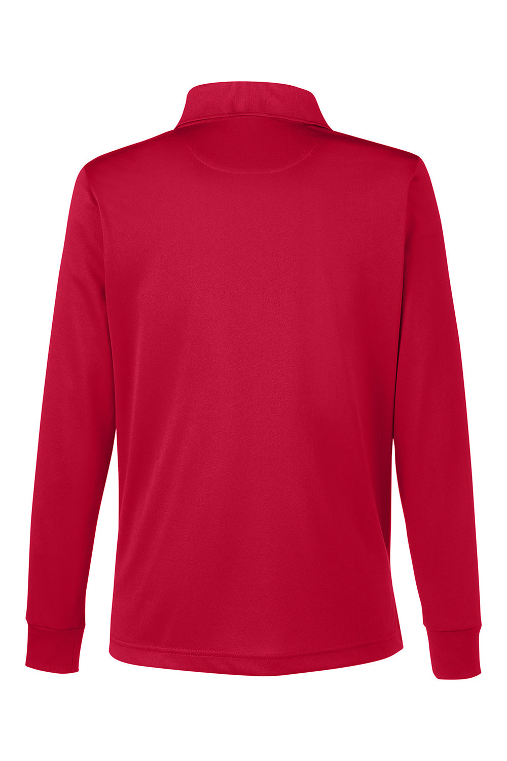 Harriton M348LW Womens Advantage Performance Moisture Wicking Long Sleeve Polo Shirt Red Flat Back