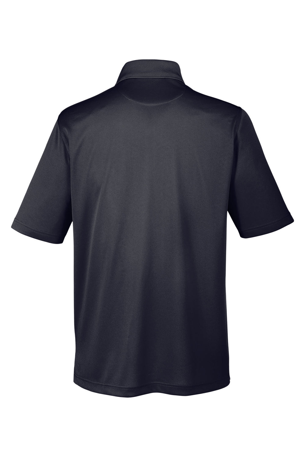 Harriton M348P Mens Advantage Performance Moisture Wicking Short Sleeve Polo Shirt w/ Pocket Black Flat Back