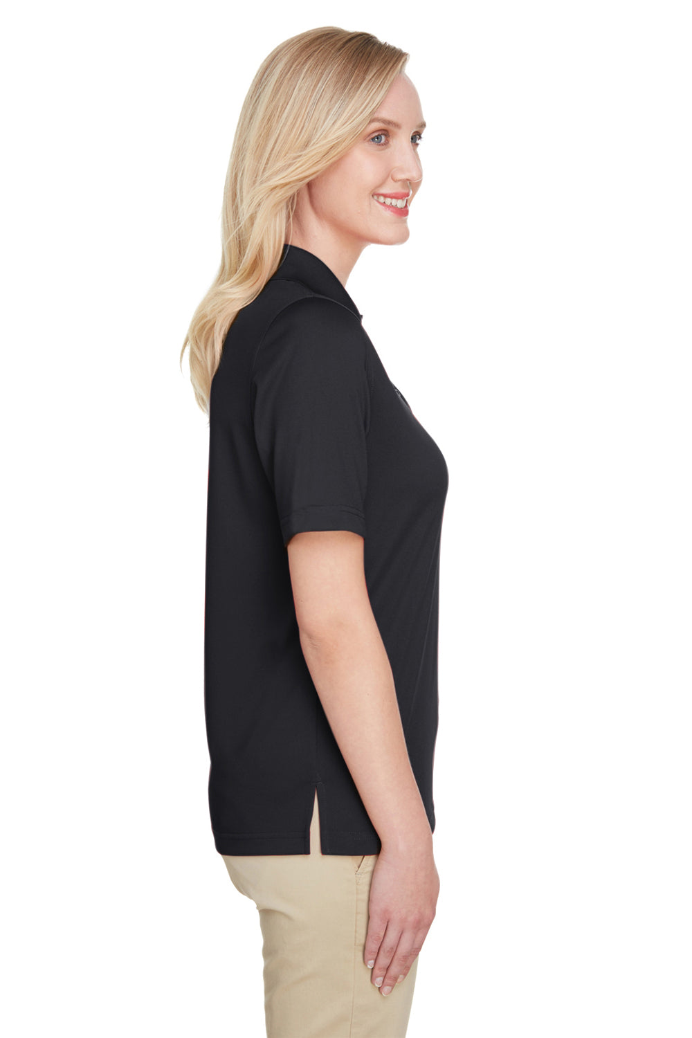 Harriton M348W Womens Advantage Performance Moisture Wicking Short Sleeve Polo Shirt Black Side