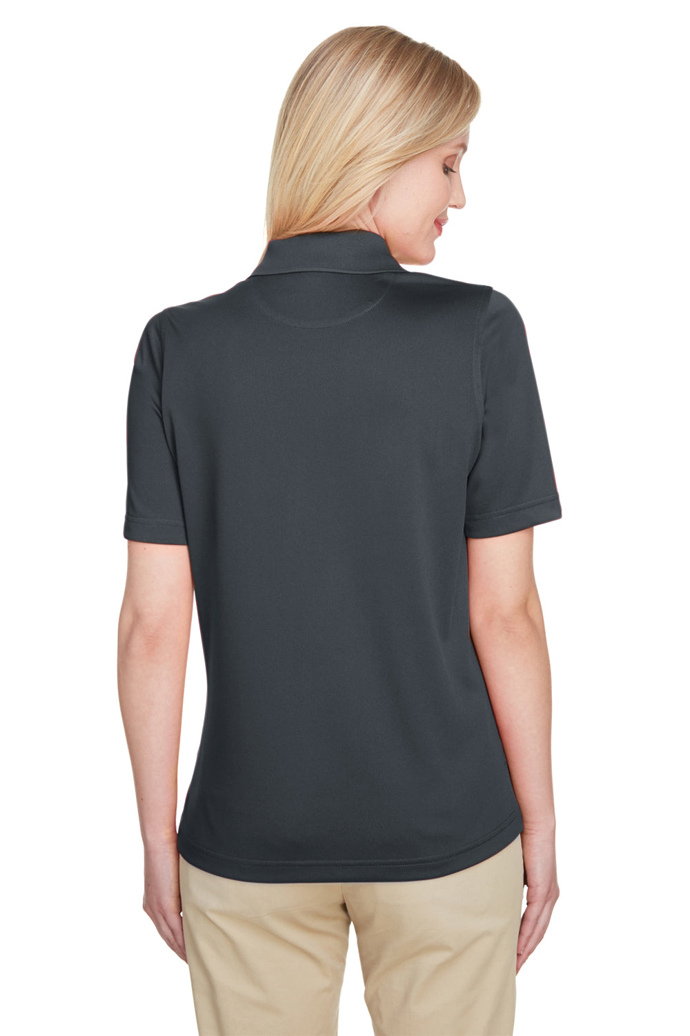 Harriton M348W Womens Advantage Performance Moisture Wicking Short Sleeve Polo Shirt Charcoal Grey Back