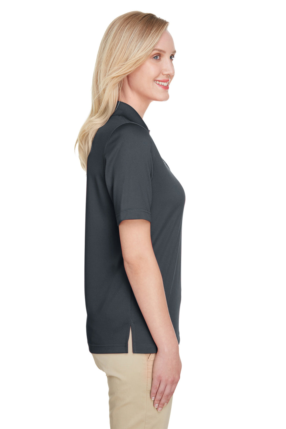 Harriton M348W Womens Advantage Performance Moisture Wicking Short Sleeve Polo Shirt Charcoal Grey Side