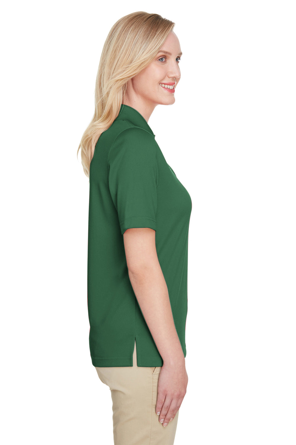 Harriton M348W Womens Advantage Performance Moisture Wicking Short Sleeve Polo Shirt Dark Green Side