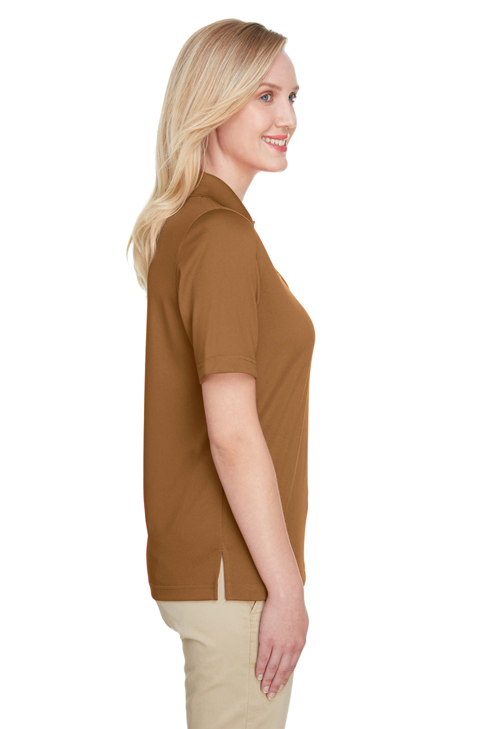 Harriton M348W Womens Advantage Performance Moisture Wicking Short Sleeve Polo Shirt Duck Brown Side