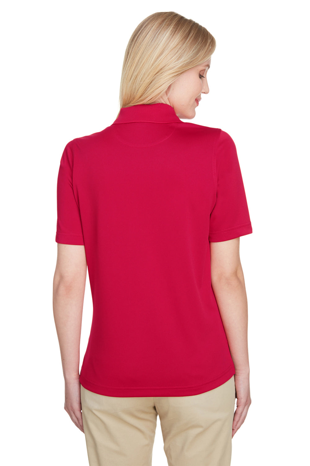 Harriton M348W Womens Advantage Performance Moisture Wicking Short Sleeve Polo Shirt Red Back