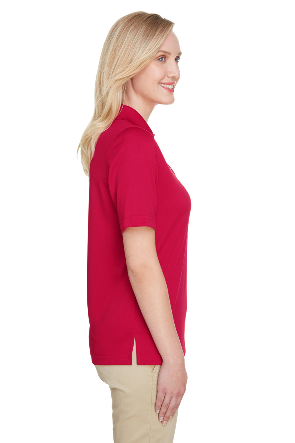 Harriton M348W Womens Advantage Performance Moisture Wicking Short Sleeve Polo Shirt Red Side