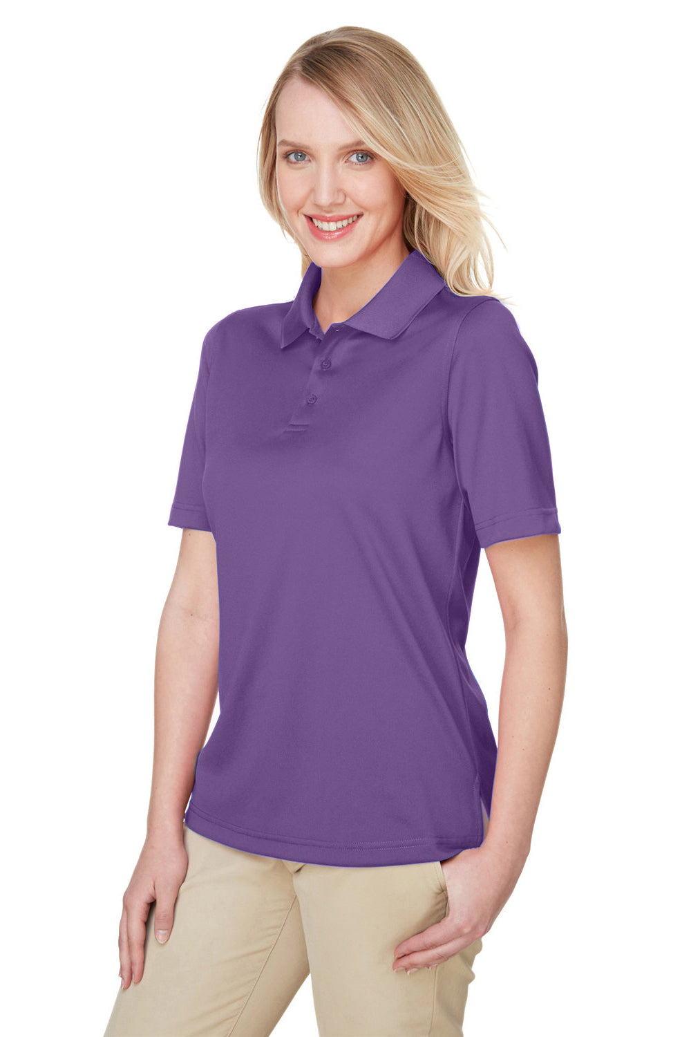 Harriton M348W Womens Advantage Performance Moisture Wicking Short Sleeve Polo Shirt Team Purple 3Q