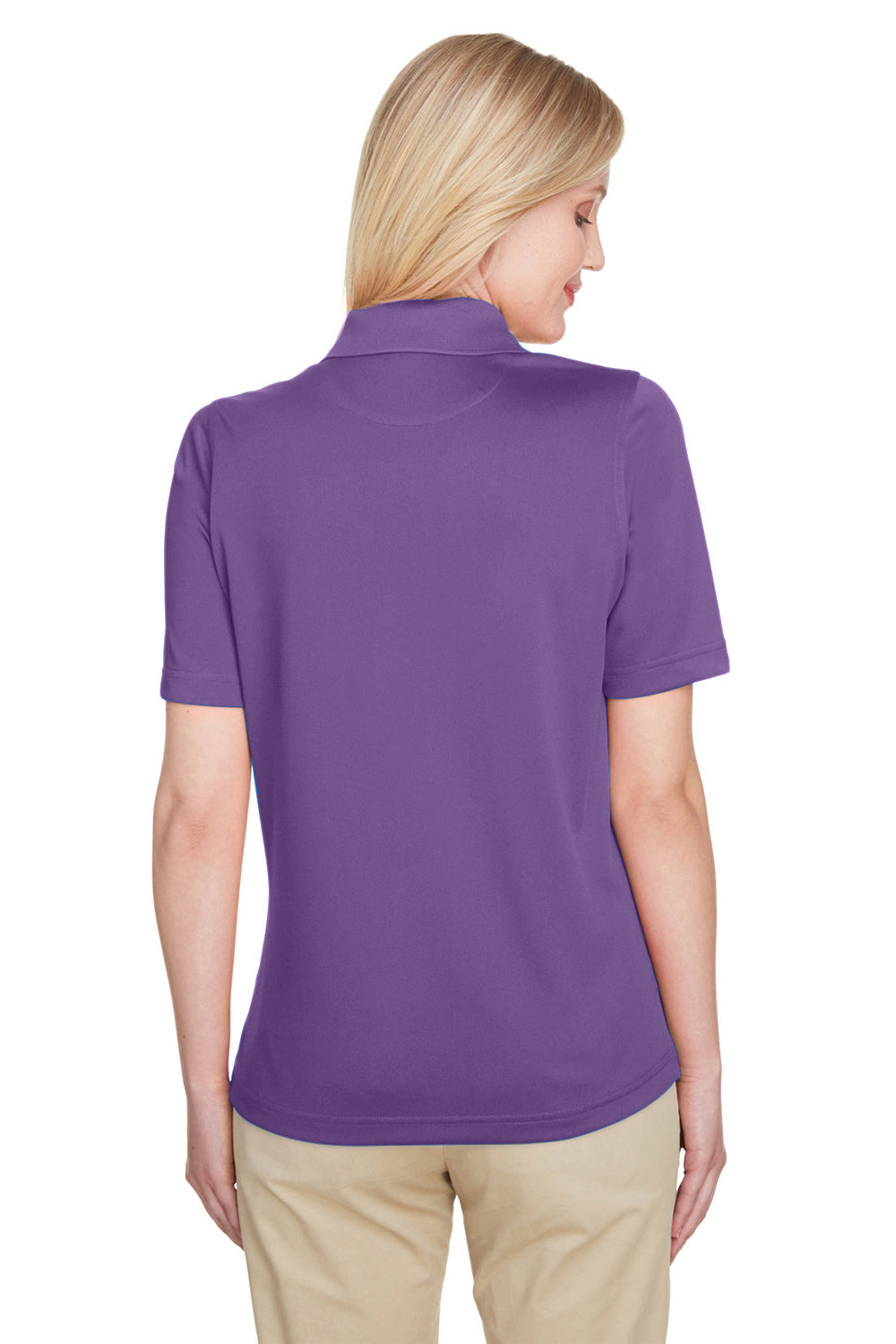 Harriton M348W Womens Advantage Performance Moisture Wicking Short Sleeve Polo Shirt Team Purple Back