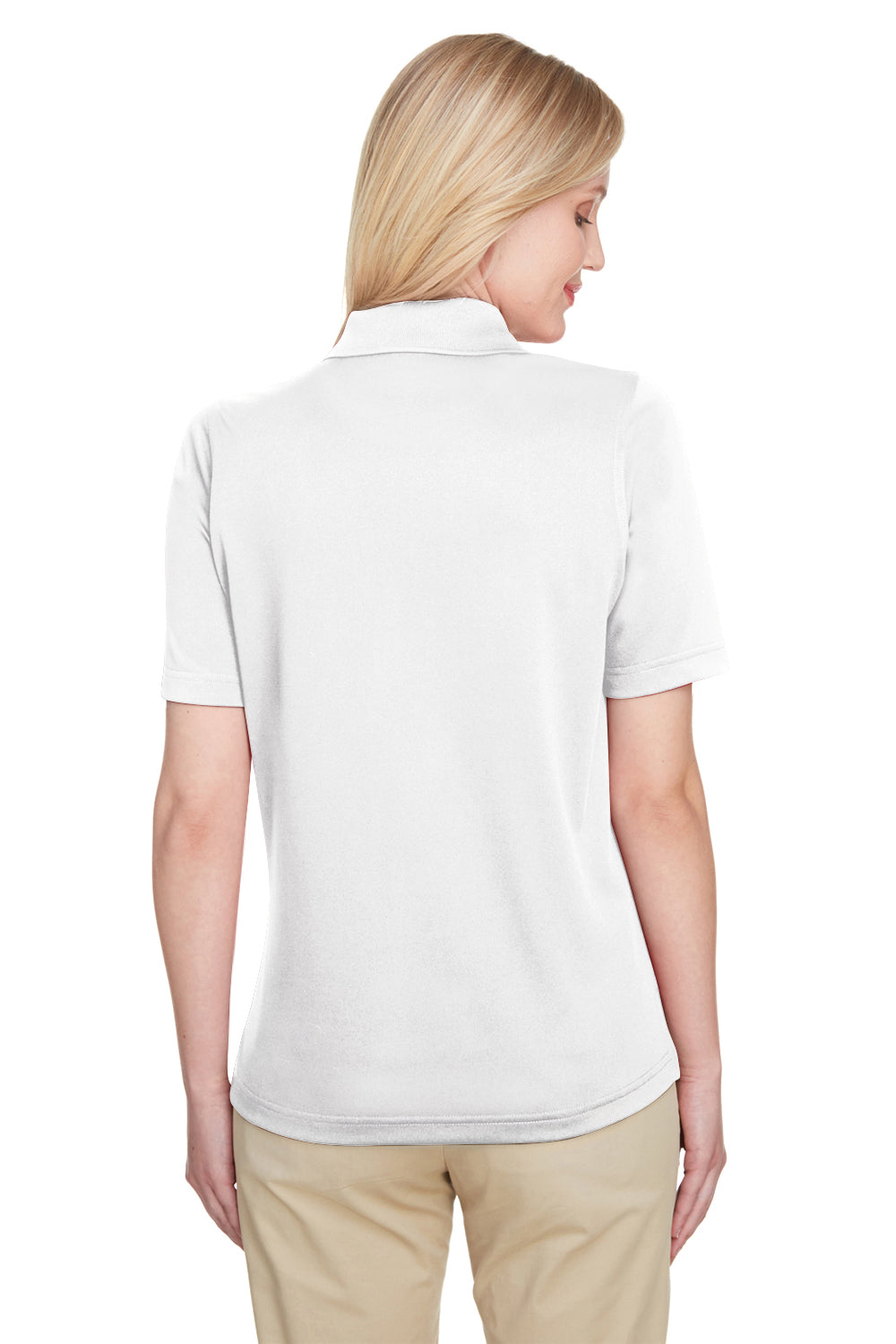 Harriton M348W Womens Advantage Performance Moisture Wicking Short Sleeve Polo Shirt White Back