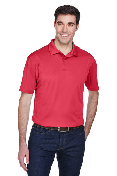 Harriton M354 Mens Moisture Wicking Short Sleeve Polo Shirt Red Front