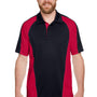 Harriton Mens Advantage Performance Moisture Wicking Colorblock Short Sleeve Polo Shirt - Black/Red - NEW