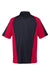 Harriton M385 Mens Advantage Performance Moisture Wicking Colorblock Short Sleeve Polo Shirt Black/Red Flat Back