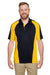 Harriton M385 Mens Advantage Performance Moisture Wicking Colorblock Short Sleeve Polo Shirt Black/Sunray Yellow Front