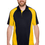 Harriton Mens Advantage Performance Moisture Wicking Colorblock Short Sleeve Polo Shirt - Black/Sunray Yellow - NEW