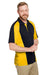 Harriton M385 Mens Advantage Performance Moisture Wicking Colorblock Short Sleeve Polo Shirt Black/Sunray Yellow 3Q