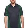 Harriton Mens Advantage Performance Moisture Wicking Colorblock Short Sleeve Polo Shirt - Dark Charcoal Grey/Dark Green - NEW