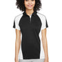 Harriton Womens Advantage Performance Moisture Wicking Colorblock Short Sleeve Polo Shirt - Black/White - NEW
