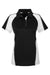 Harriton M385W Womens Advantage Performance Moisture Wicking Colorblock Short Sleeve Polo Shirt Black/White Flat Front