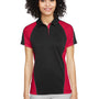 Harriton Womens Advantage Performance Moisture Wicking Colorblock Short Sleeve Polo Shirt - Black/Red - NEW