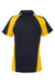 Harriton M385W Womens Advantage Performance Moisture Wicking Colorblock Short Sleeve Polo Shirt Black/Sunray Yellow Flat Back