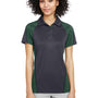 Harriton Womens Advantage Performance Moisture Wicking Colorblock Short Sleeve Polo Shirt - Dark Charcoal Grey/Dark Green