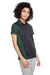 Harriton M385W Womens Advantage Performance Moisture Wicking Colorblock Short Sleeve Polo Shirt Dark Charcoal Grey/Dark Green 3Q