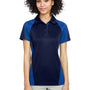 Harriton Womens Advantage Performance Moisture Wicking Colorblock Short Sleeve Polo Shirt - Dark Navy Blue/Royal Blue - NEW