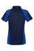 Harriton M385W Womens Advantage Performance Moisture Wicking Colorblock Short Sleeve Polo Shirt Dark Navy Blue/Royal Blue Flat Back