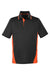 Harriton M386/M386T Mens Flash Performance Moisture Wicking Colorblock Short Sleeve Polo Shirt Black/Team Orange Flat Front