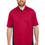 Harriton Mens Flash Performance Moisture Wicking Colorblock Short Sleeve Polo Shirt - Red/Black - NEW