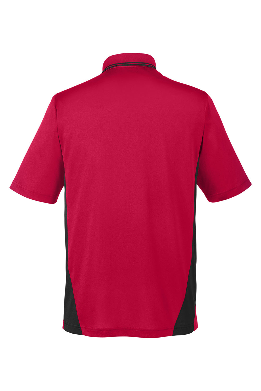 Harriton M386/M386T Mens Flash Performance Moisture Wicking Colorblock Short Sleeve Polo Shirt Red/Black Flat Back