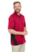 Harriton M386/M386T Mens Flash Performance Moisture Wicking Colorblock Short Sleeve Polo Shirt Red/Black 3Q