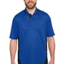 Harriton Mens Flash Performance Moisture Wicking Colorblock Short Sleeve Polo Shirt - True Royal Blue/Black - NEW