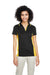 Harriton M386W Womens Flash Performance Moisture Wicking Colorblock Short Sleeve Polo Shirt Black/Sunray Yellow Front