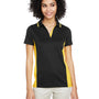 Harriton Womens Flash Performance Moisture Wicking Colorblock Short Sleeve Polo Shirt - Black/Sunray Yellow
