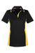 Harriton M386W Womens Flash Performance Moisture Wicking Colorblock Short Sleeve Polo Shirt Black/Sunray Yellow Flat Front