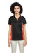 Harriton M386W Womens Flash Performance Moisture Wicking Colorblock Short Sleeve Polo Shirt Black/Team Orange Front