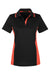 Harriton M386W Womens Flash Performance Moisture Wicking Colorblock Short Sleeve Polo Shirt Black/Team Orange Flat Front