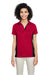Harriton M386W Womens Flash Performance Moisture Wicking Colorblock Short Sleeve Polo Shirt Red/Black Front