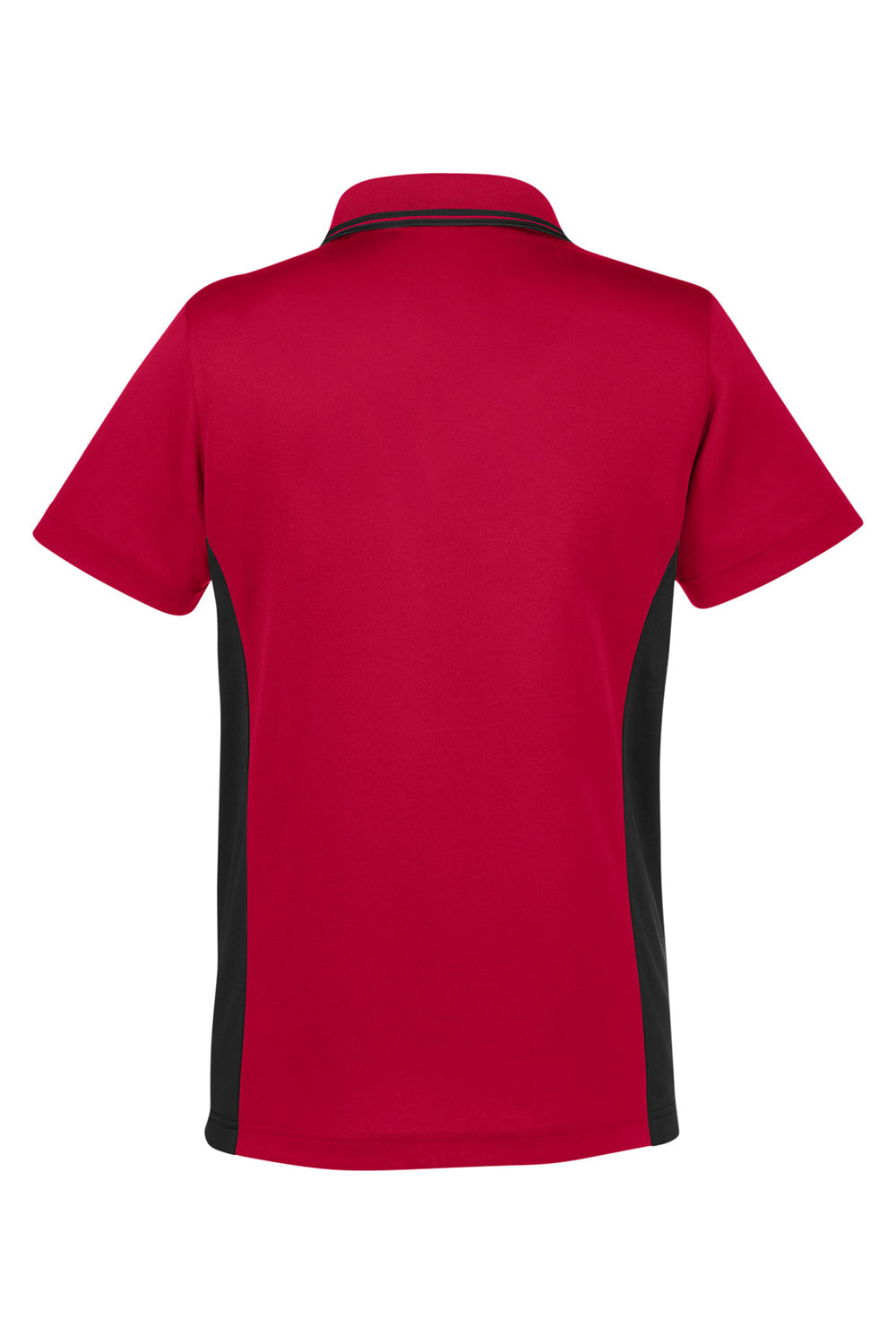 Harriton M386W Womens Flash Performance Moisture Wicking Colorblock Short Sleeve Polo Shirt Red/Black Flat Back