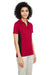 Harriton M386W Womens Flash Performance Moisture Wicking Colorblock Short Sleeve Polo Shirt Red/Black 3Q