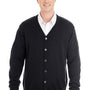 Harriton Mens Pilbloc Pill Resistant Button Down Long Sleeve Cardigan Sweater - Black
