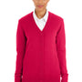 Harriton Womens Pilbloc Pill Resistant Button Down Lone Sleeve Cardigan Sweater - Red