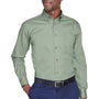 Harriton Mens Wrinkle Resistant Long Sleeve Button Down Shirt w/ Pocket - Dill Green