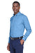 Harriton M500/M500T Wrinkle Resistant Long Sleeve Button Down Shirt w/ Pocket Light College Blue 3Q