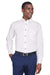 Harriton M500 Mens Wrinkle Resistant Long Sleeve Button Down Shirt w/ Pocket White Front