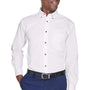 Harriton Mens Wrinkle Resistant Long Sleeve Button Down Shirt w/ Pocket - White