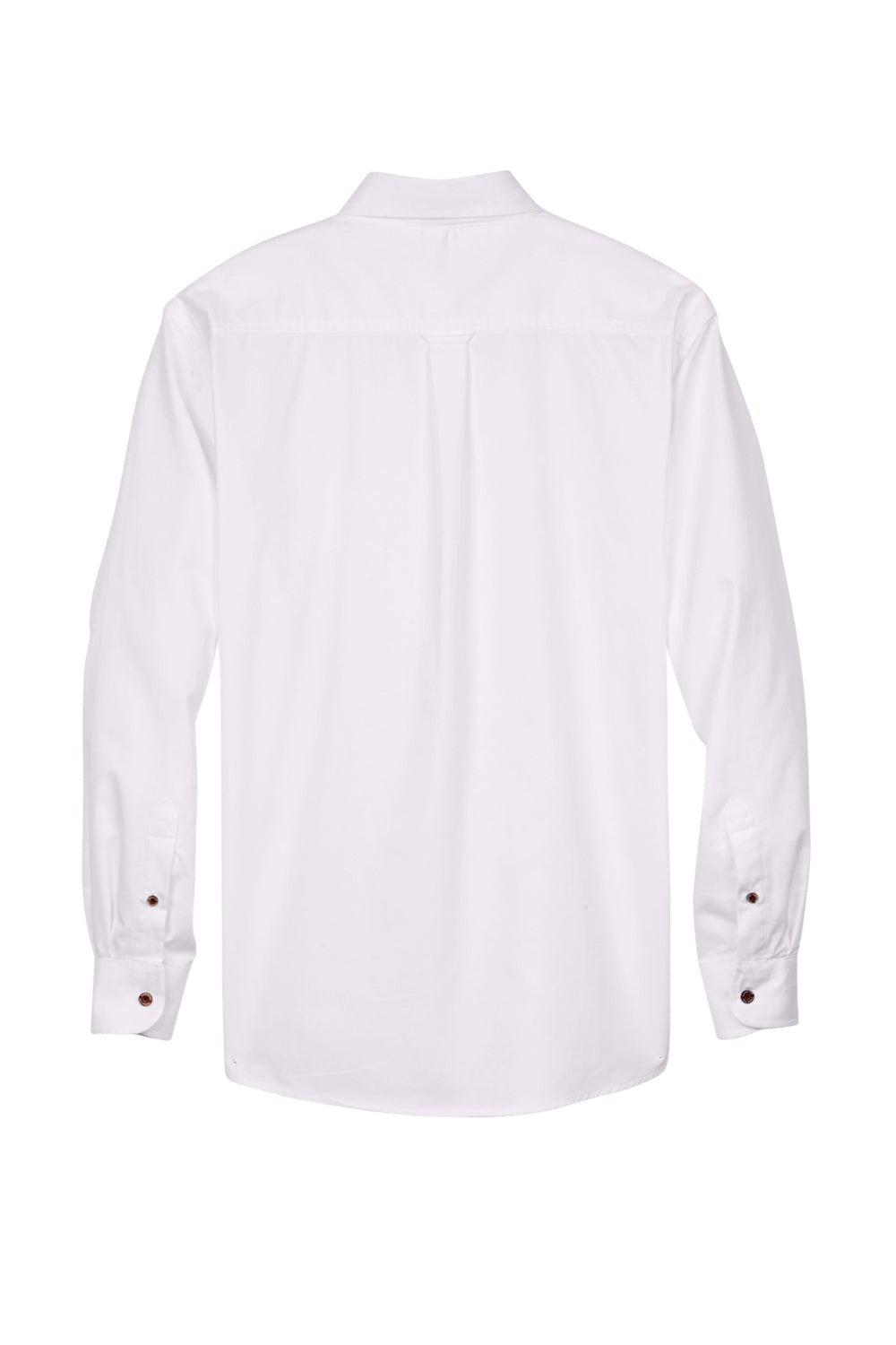 Harriton M500/M500T Wrinkle Resistant Long Sleeve Button Down Shirt w/ Pocket White Flat Back