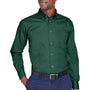 Harriton Mens Wrinkle Resistant Long Sleeve Button Down Shirt w/ Pocket - Hunter Green