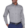 Harriton Mens Wrinkle Resistant Long Sleeve Button Down Shirt w/ Pocket - Dark Grey